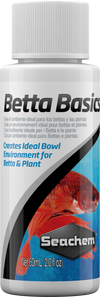 Seachem Betta Basics 60 mL bottle with a red betta fish on the label, designed for creating an ideal environment for bettas and plants