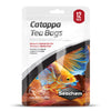 Seachem Catappa Tea Bags packaging with 12 units, featuring a vibrant Betta fish, designed to release tannins and support natural aquarium environments.