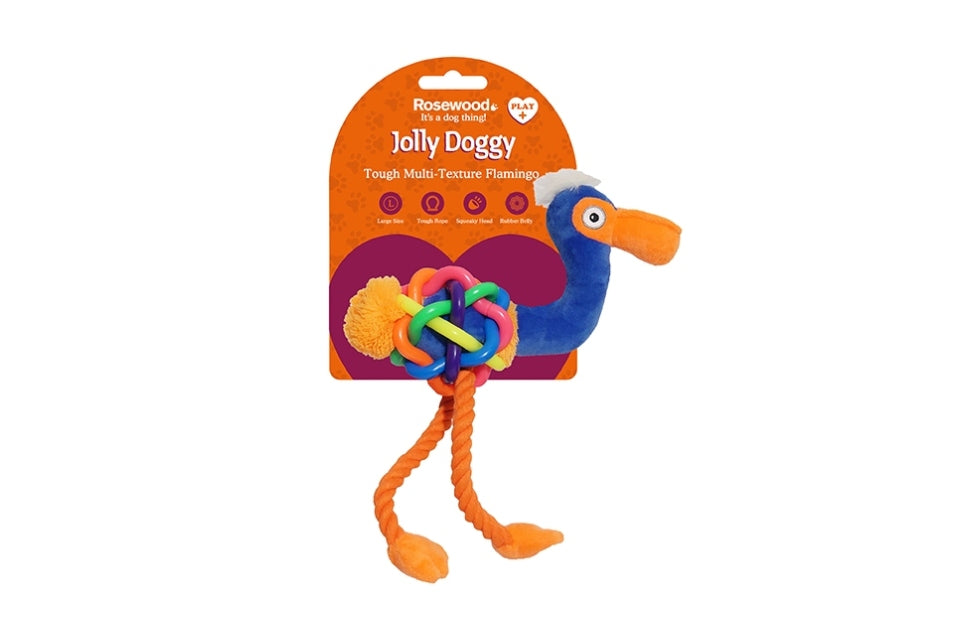 Jolly Doggy Tough Multi Texture Flamingo